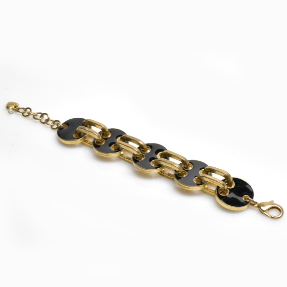BETSEY JOHNSON Black Enamel and Gold-Tone Bracelet - Picture 1 of 9